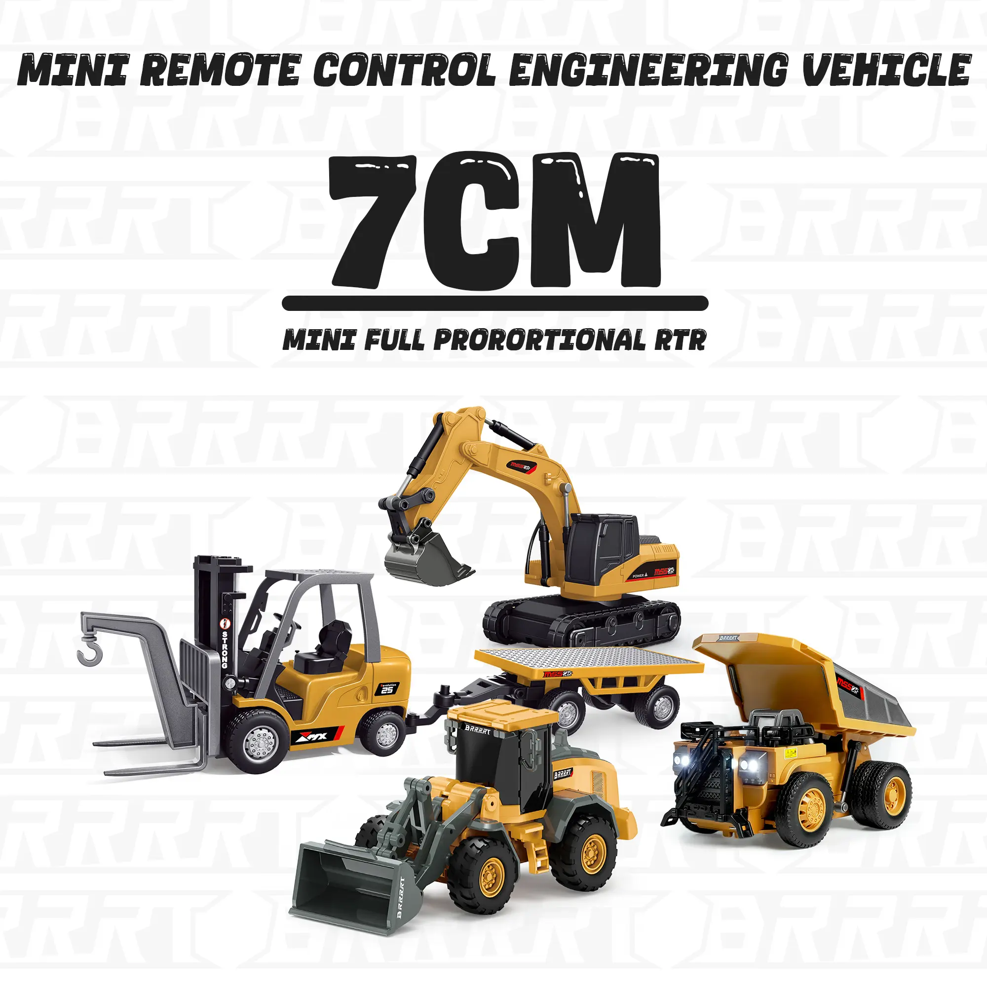 BRRRRT 1/64 Scale Mini Forklift Toy Set – Includes RC Excavator, Dump Truck & Bulldozer, Full-Scale Design with Lights & Sound, Remote-Control Construction Vehicles for Kids & Adults, Perfect Christmas Gift
