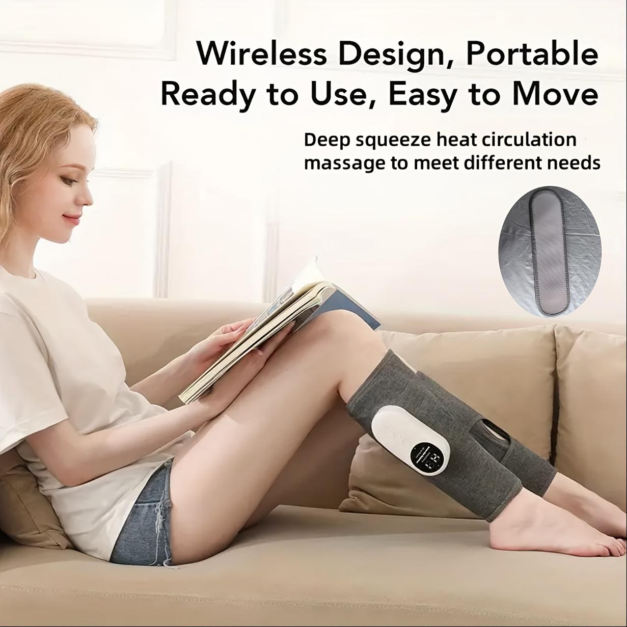 Leg massager for circular calf massage, air-pressure massager with 3 intensity levels, easy to use, suitable for feet, legs, thighs, and knees, wireless leg massager—ideal as a gift for Christmas, Mother’s Day, and Father’s Day.