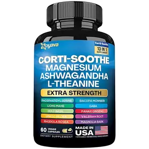 Zoyava Corti-Soothe All-in-1 Cortisol Supplement with Magnesium, Ashwagandha, L-Theanine & 10+ Extra Strength Ingredients, 60 Capsules, Made in USA