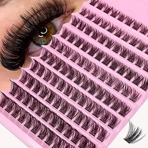 120pcs DIY Eyelash Extension Kit - Natural Look D-Curl, Fluffy Clustered Eyelashes, DIY False Eyelashes, DIY Eyelash Clusters, 8-16mm Length, Formaldehyde-Free, Easy to Apply for Stunning Eye Enhancement, Eyelash Extension Supplies