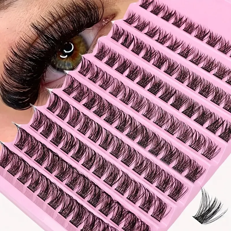 120pcs DIY Eyelash Extension Kit - Natural Look D-Curl, Fluffy Clustered Eyelashes, DIY False Eyelashes, DIY Eyelash Clusters, 8-16mm Length, Formaldehyde-Free, Easy to Apply for Stunning Eye Enhancement, Eyelash Extension Supplies