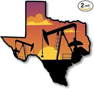 Texas Oil Field Landscape Sticker Decal for Cars, Cups, Laptops, Coolers (Two Pack X2)