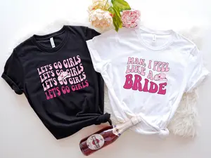 Man I Feel Like a Bride T-Shirt, Let's Go Girls Shirt, Cowgirl Bachelorette Gift Tee, Matching Wedding Party Short Sleeve, Bridal Shower T-shirts.