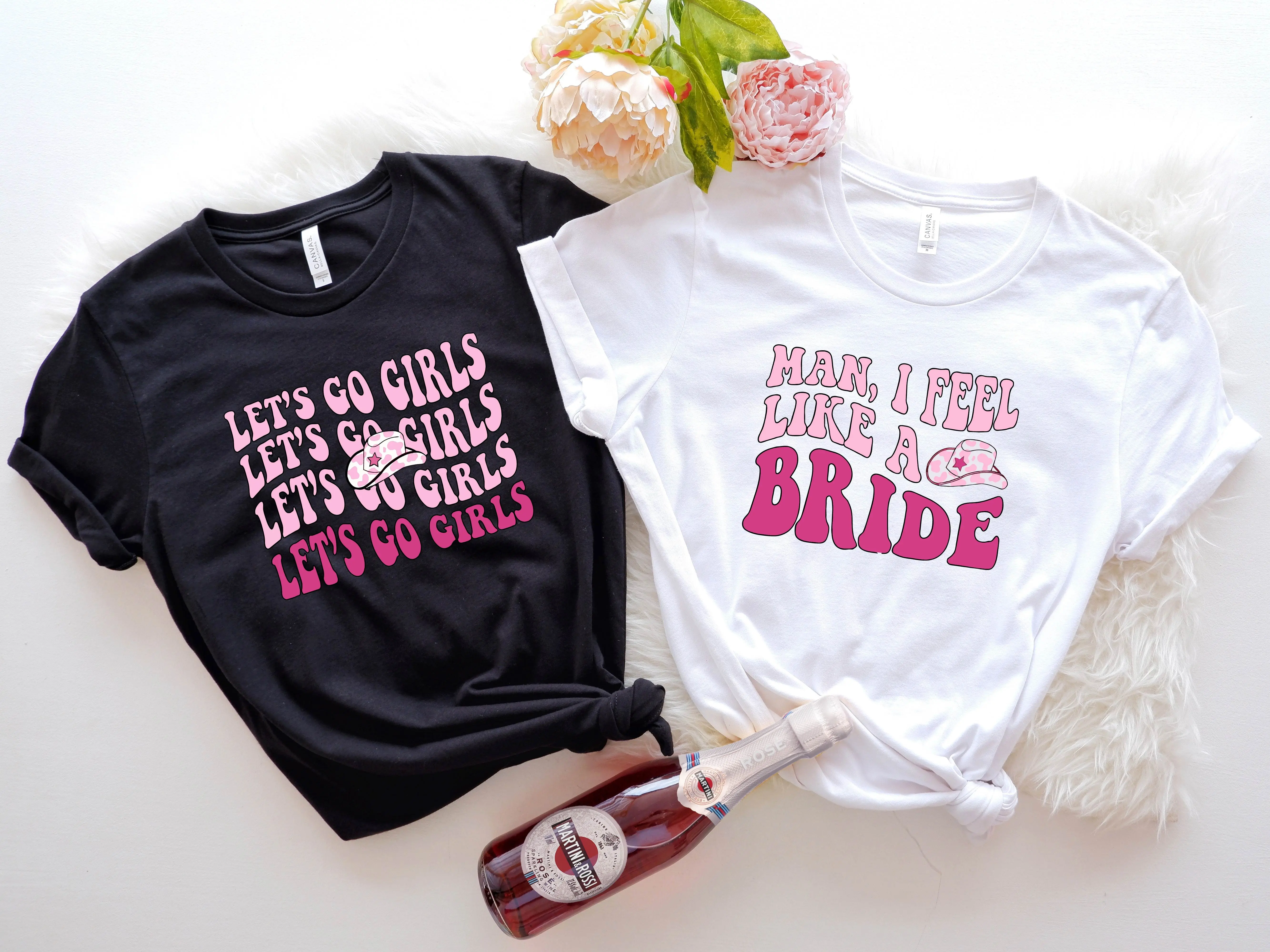 Man I Feel Like a Bride T-Shirt, Let's Go Girls Shirt, Cowgirl Bachelorette Gift Tee, Matching Wedding Party Short Sleeve, Bridal Shower T-shirts.