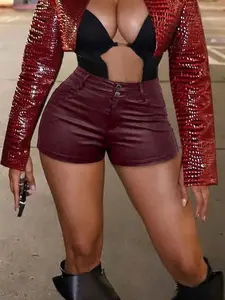 Apperloth Studio Women Sexy PU Leather Bodycon Shorts Party Xmas Sexy Shorts Cosplay
