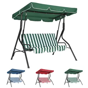 Swing Chair, 3-Seat Outdoor Patio Glider Bench, Adjustable Canopy with Thick Waterproof Cushions, Heavy-Duty Steel Frame Weather Resistant Design for Backyard Porch Lawn Garden