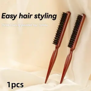 Three-Row Hair Comb, Artificial Bristle and Synthetic Brush Bristles, Scalp Massage and Hairstyle Design, Suitable for All Hair Types