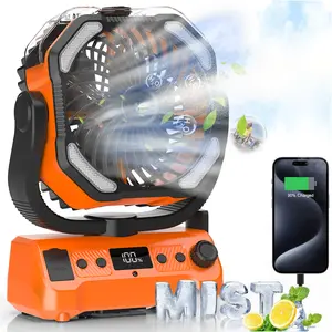 20000mAh Camping Fan, Portable Misting Fan with Light, Battery Operated Rechargeable Mister Tent Fans with Hook & 160mL Water Tank, Cooling Mist for Outdoor Beach Patios RV Car Summer