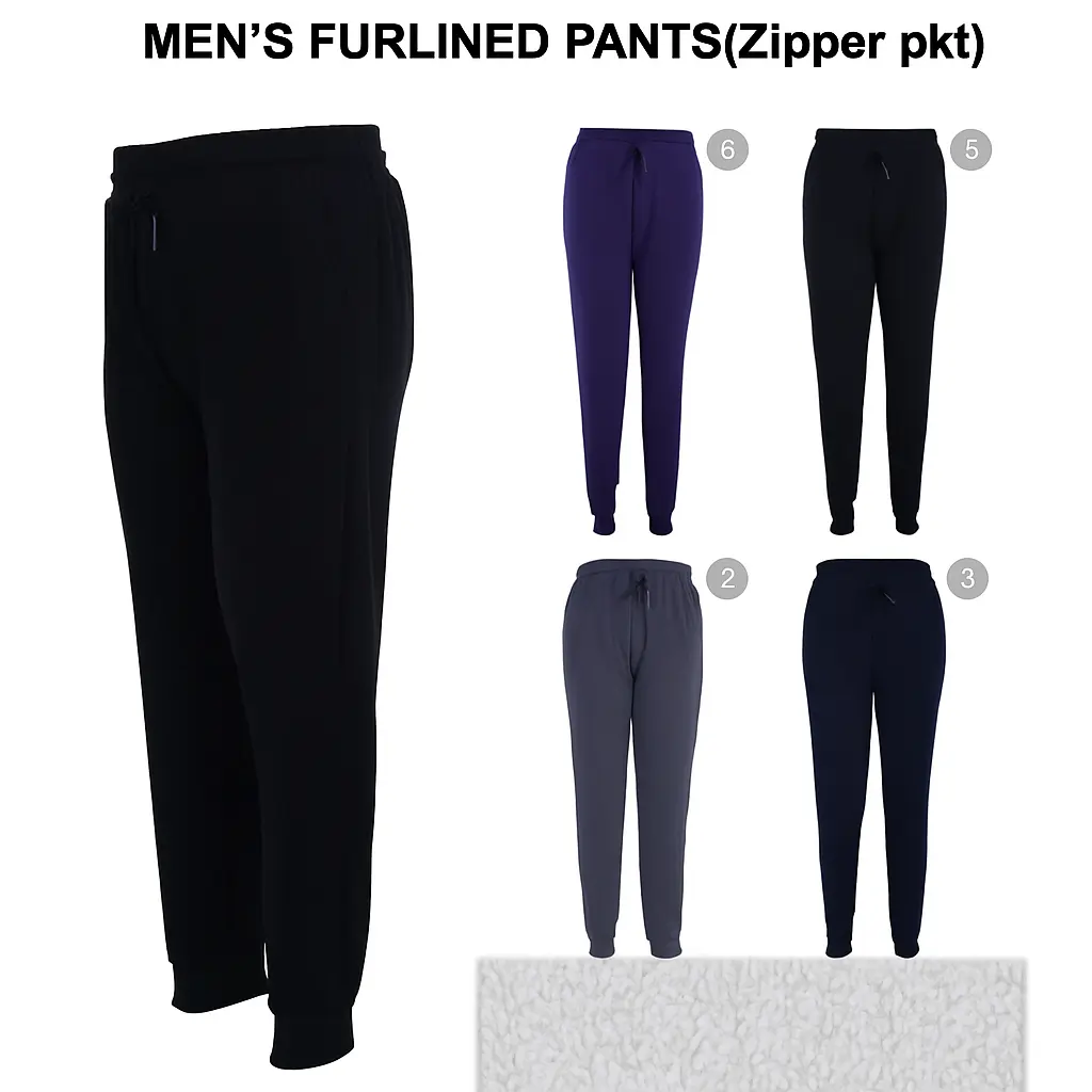 HF1154-MEN'S FUR LINED WARM JOGGERS