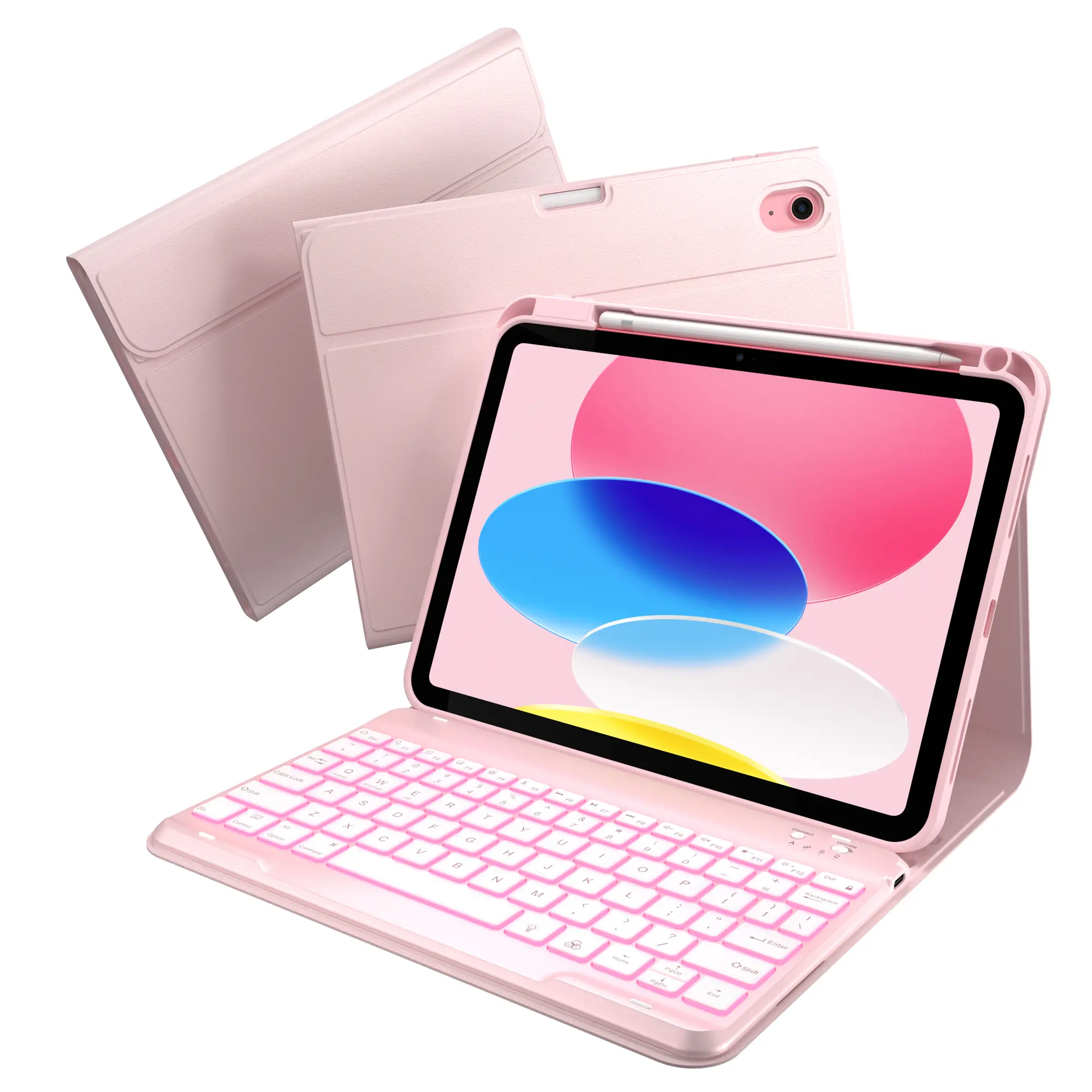 Typecase Folio Leather Tablet Keyboard Case Accessories for iPad 11th/10th Gen (A16) , 7-Color Backlit, Magnetic Wireless Detachable, Lightweight, Pencil Holder, Batteries Included, Cable-Ready for Business Use, Fits iOS Devices, iPad Covers