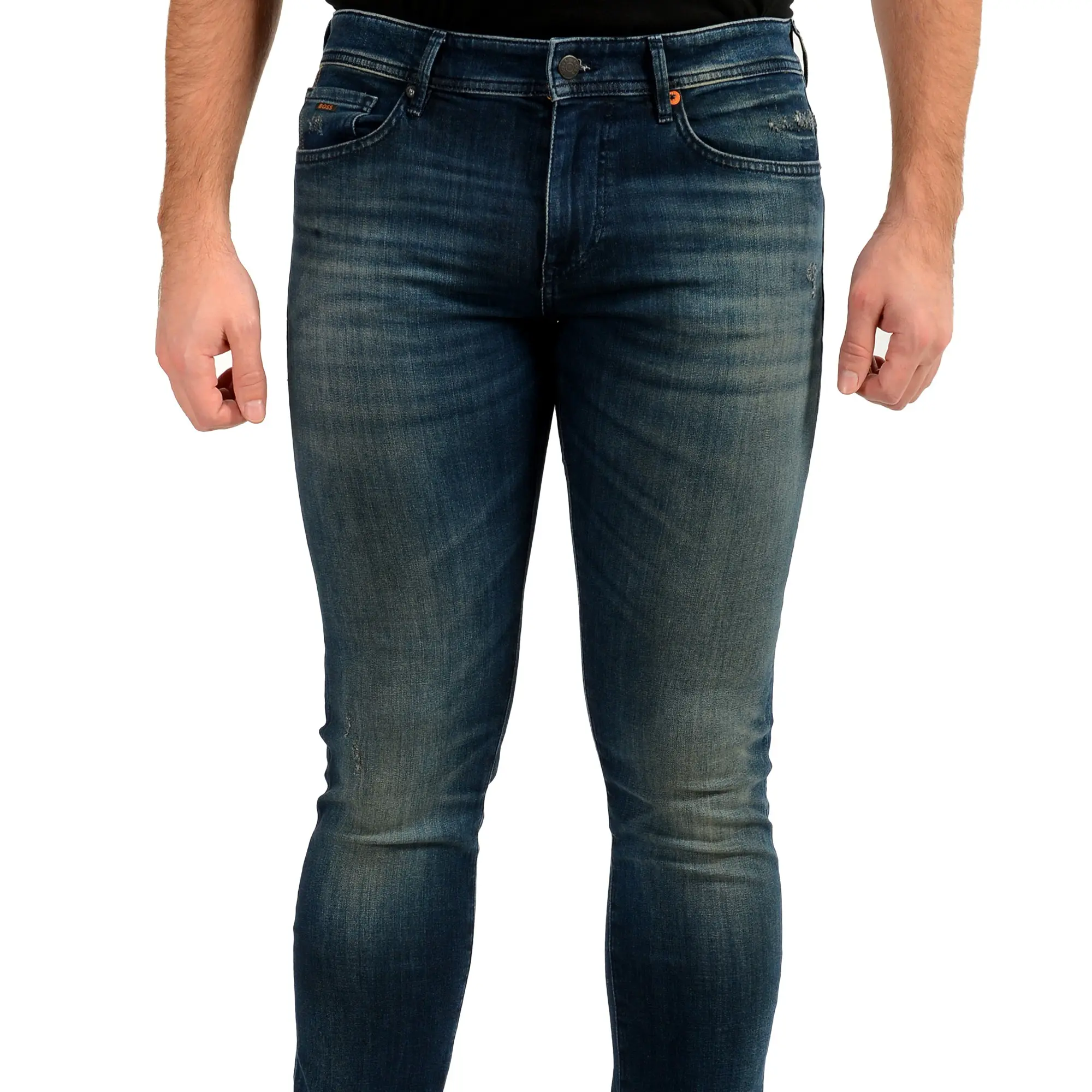 Hugo Boss Men's Extra Slim Fit Distressed Blue Wash Stretch Jeans US 32/32 IT 32/32