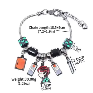 Japanese KNY Bracelet for Fan, Men Kamado Tanjirou Character Bangle Cosplay Jewelry pulseras hombre
