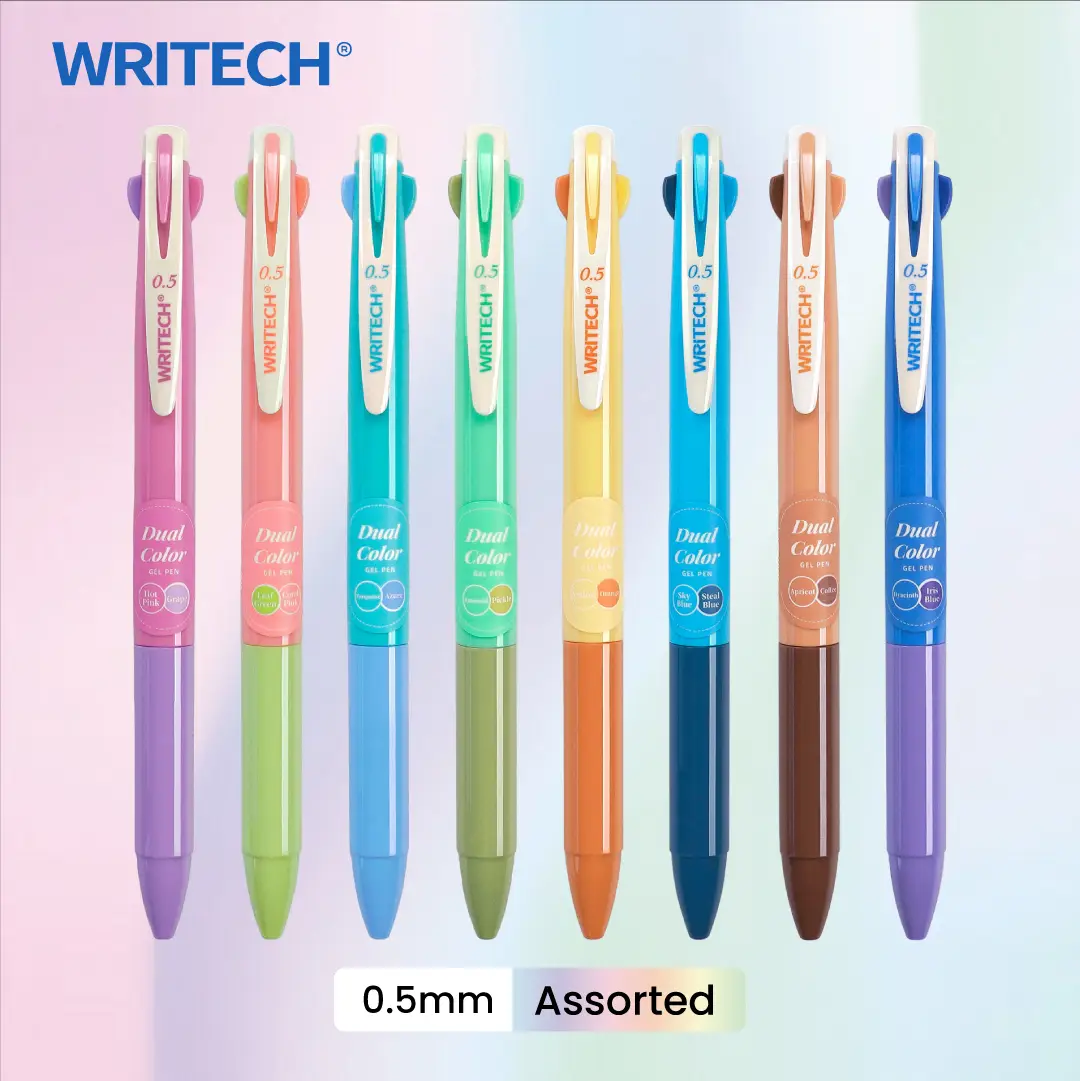 WRITECH Multi Colored Gel Pens 0.5mm 2 in 1 Assorted Color Ink Fine Point Tip Aesthetic Retractable Pen for Journaling Coloring Drawing - 8ct dealsfor
