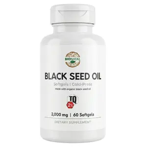 BioNatal Black Seed Oil Softgels 2000mg 60ct | Organic Nigella Sativa Capsules, 2% Thymoquinone (TQ) Standardized, Cold-Pressed | Omega 3-6-9 Supplement for Immune Support, Skin, Hair & Joint Health | Easy-to-Swallow Softgels