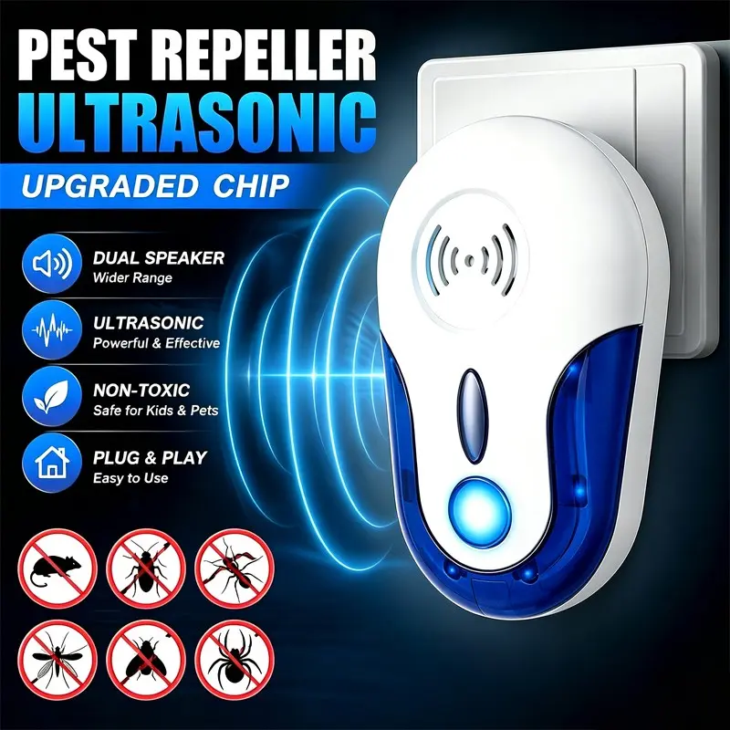 Ultrasonic Pest Repeller Plug-in, Electronic Bug & Rodent Repellent for Home, Non-Toxic Indoor Pest Control, Safe for Pets, Works for Roaches, Mice, Spiders & Ants, Insect Repellent, Pest Repellents, Cockroach Repellent