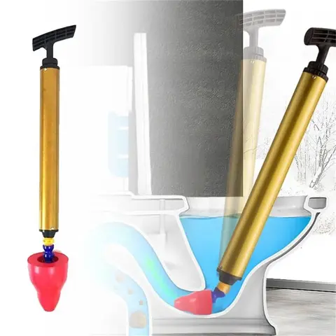 Upgraded Durable Metal Toilet Plunger, Adjustable High-Pressure (0-8 psi) Bathroom Unclogger with Splash Control Film, Transparent Plastic Cover, Ergonomic Anti-Slip Handle, Detachable Reusable Rod for Toilet Drains, ABS & Vegetable Waste