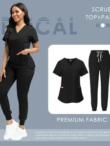 Womens Medical Scrubs Set Soft Clinical Tops & Pants for Nurses, Doctors, Spa Therapists & Estheticians, Uniforms