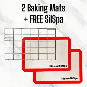 2 Large Silicone Baking Mats + 1 FREE SilSpa Dishwasher Cage - FREE USA Shipping