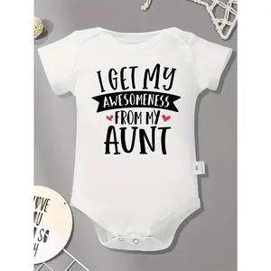 Baby Onesies "I Get My Awesomeness From My Aunt" Letter Print Soft Versatile Round Neck Romper, for Outdoor