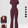 Nvwaurban Women's Short-Sleeve Zip-Front Nylon Blend Bodysuit - Breathable, Skin-Friendly, Slim-Fitting, Butt-Lifting Camisole, Stylish Women's Wear, Cute Trendy Clothes, Female Stylish Clothes, Sports Outfits for Yoga, Gym,outdoorfun