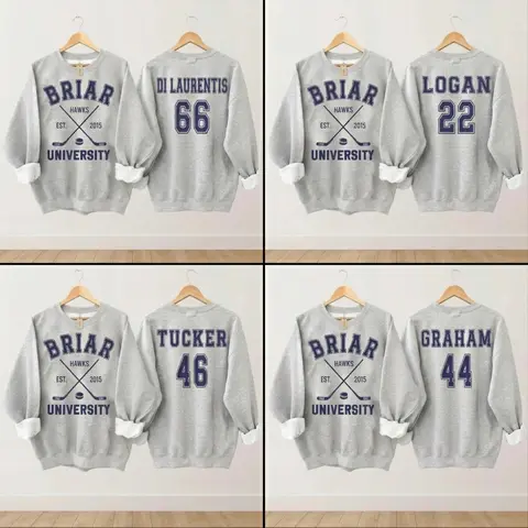 Gildan Unisex Briar Hockey Crewneck Sweatshirt, Off-Campus, Hockey Romance, Graham, Dean, Tucker, Logan, Campus Hockey, Briar U Hoodie, University Hockey, Full Size Options