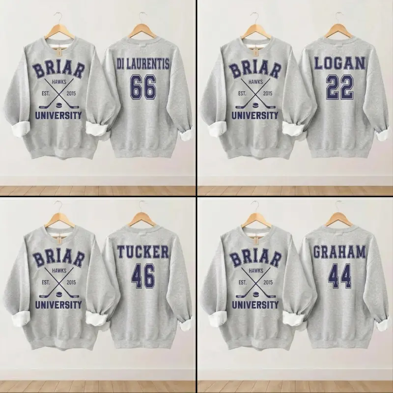 Gildan Unisex Briar Hockey Crewneck Sweatshirt, Off-Campus, Hockey Romance, Graham, Dean, Tucker, Logan, Campus Hockey, Briar U Hoodie, University Hockey, Full Size Options