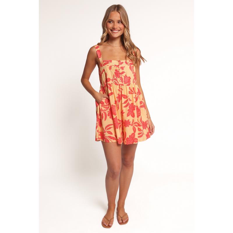 Nani Romper - Red Yellow Paisley Floral