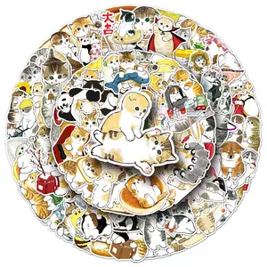 Cute Cat Pattern Sticker, 100pcs/set Round Self Adhesive Decorative Stickers, DIY Sticker Paper Decals for Water Bottle, Laptop, Phone Case, Scrapbooking, Journal Making, Funny Stickers