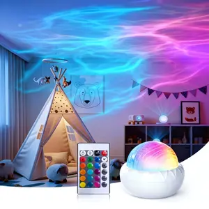 2 Scene -Ocean Wave & 3D Water Ripple Projector Lamp | 16-Color Round LED Night Light with Remote | Relaxing & Romantic Decor