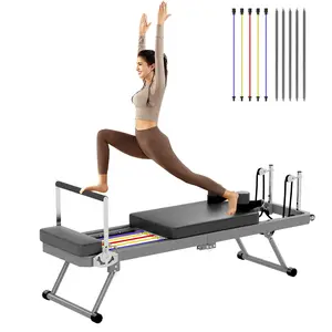 MERSCO Pilates Reformer Machine for Home Gym Workout, Foldable Pilates Equipment with High Strength Alloy Springs for Beginners, Up to 400lbs
