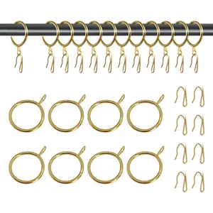20 Packs  Curtain Rings and Shower Curtain Hooks Set, 30mm/1.18 Inch Internal Diameter Metal Drapery Pin Hooks for Window Door Drapes ()