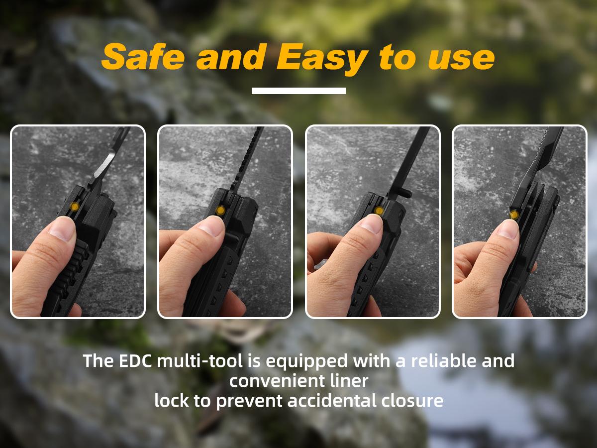 Multitool Knife，17 in 1 Multi Tool Knife,Gifts for Men,Multitool Pocket Knife with Fire Starting Sticks,Bottle Opener,Whistle,Glass Breaker，Perfect for Outdoor,Camping, Survival, Repair