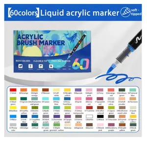 A set of soft-tip acrylic markers, Artist drawing pen, full-color gamut, high coverage, durable fiber tips, quick-drying and waterproof material, portable storage case, suitable for hand-drawn doodles, ideal for art students' creative painting