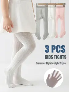 3 Pack Baby Girls Mesh Leggings, Summer Soft Breathable Underwear, Ultra-Thin Bow Design, Sweet Simple Style, Comfortable Fit