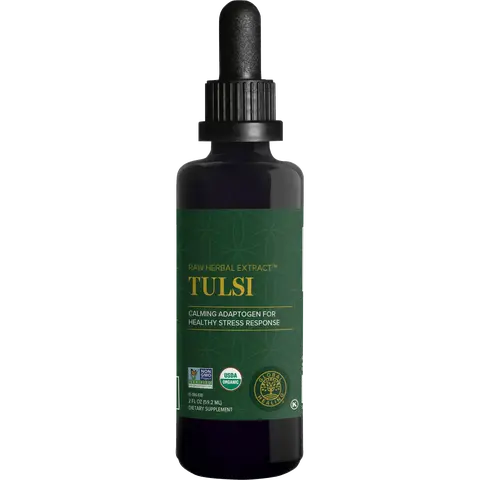 Global Healing Organic Tulsi (Holy Basil Leaf Extract) - Vegan Liquid Supplement Drops (Organic Basil)