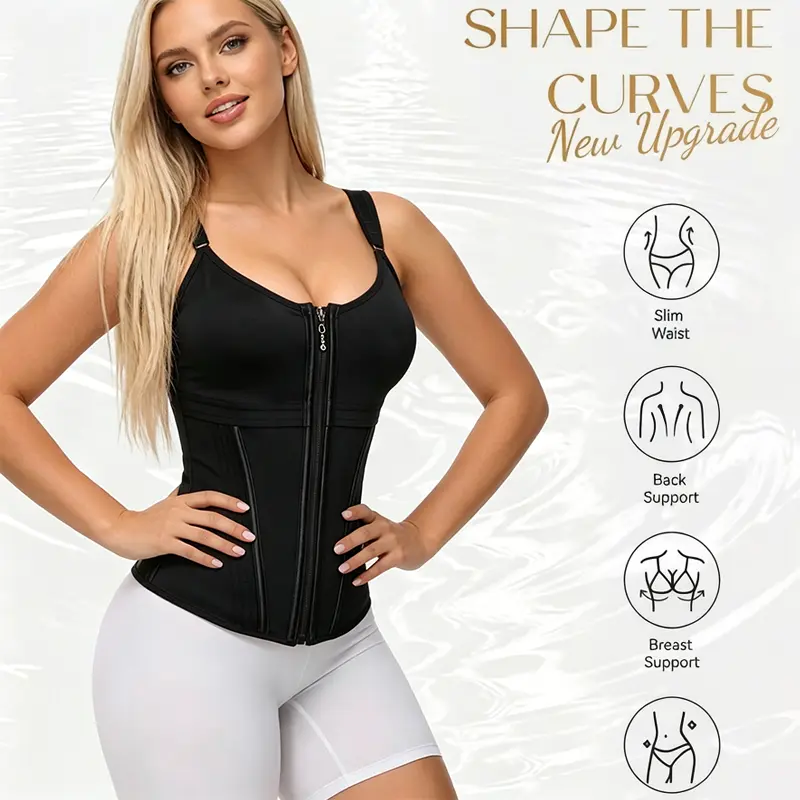 wuw Waist Shapewear Corset for Women Sport Workout Vest for Women Gym Zipper and Hooks Adjustable Clothes Everyday