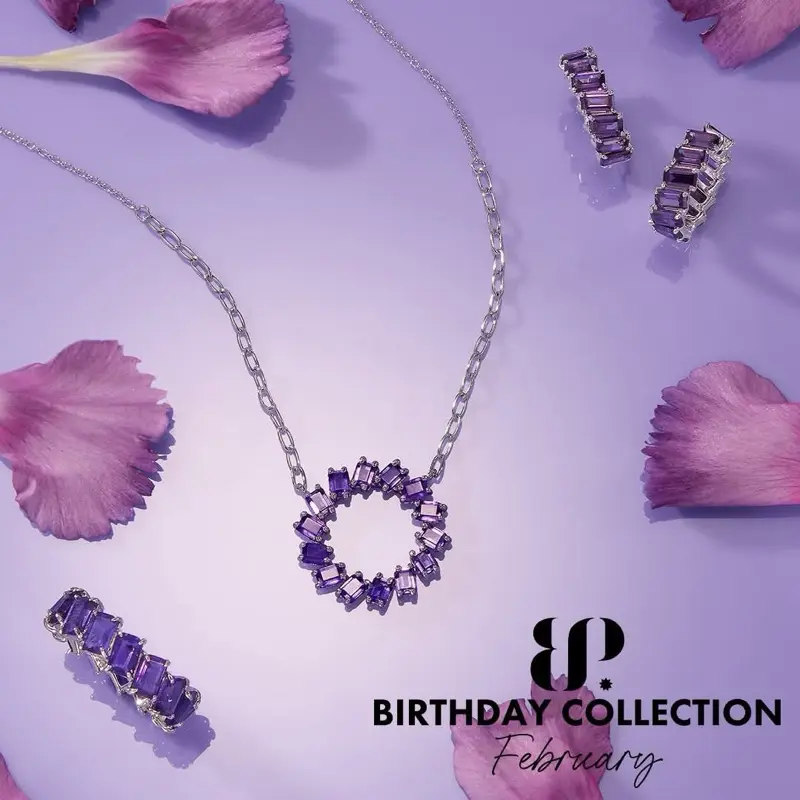 BOMB PARTY Amethyst Gemstone Pendant Necklace for Women, February Birthstone Jewelry with Adjustable Sizing, Chance to Reveal Diamonds, Necklaces And Accessories, Crystal Necklace