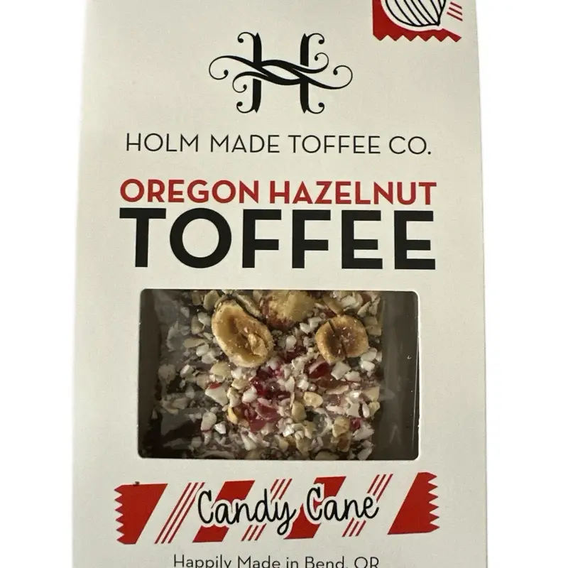 Holm Made Toffee Co. Oregon Hazelnut Toffee Candy Cane - Sweet Snack in Packaging - Bonbon