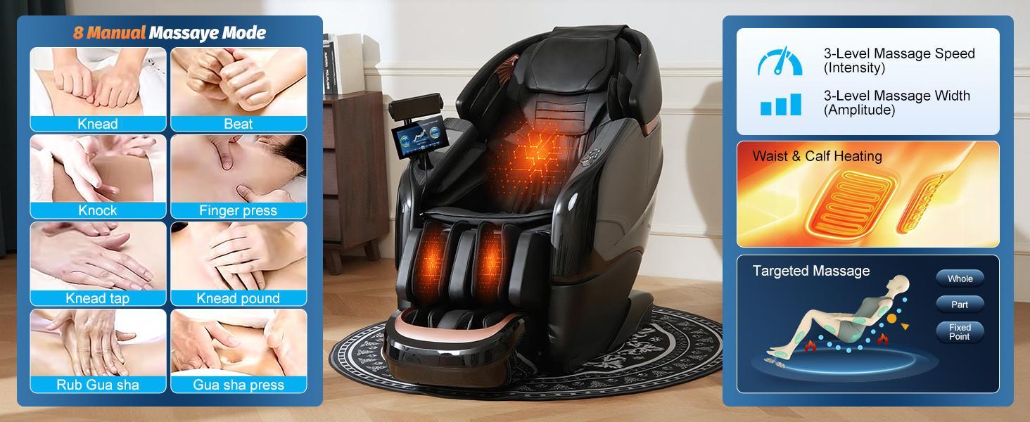 Massage Recliner Chair BV-1 Full Body 2026 Zero Gravity SL-Track Shiatsu Recliner with AI Voice LED Backlight Remote Waist & Calf Heating Phone Holder