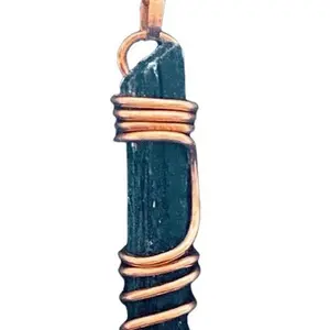 RAW BLUE KYANITE BARE COPPER WIRE WRAPPED AMULET (Style 2)