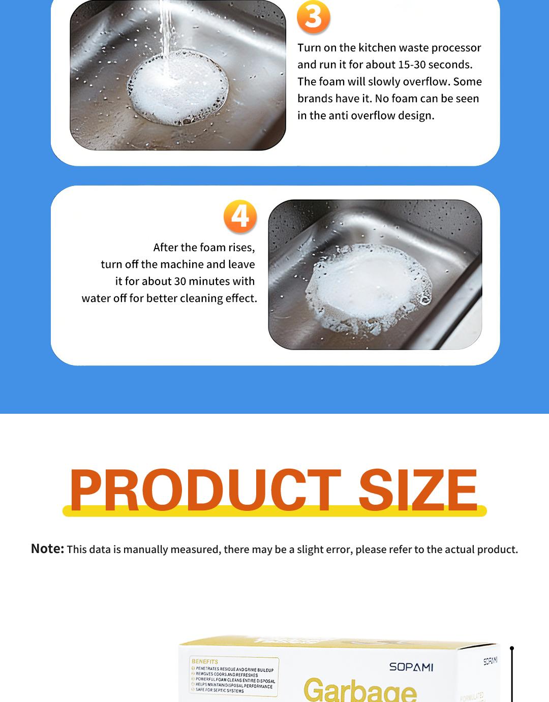 SOPAMI Garbage Disposal Cleaner Tablets | Septic System Safe, Deep Cleans Grime & Freshens Odors