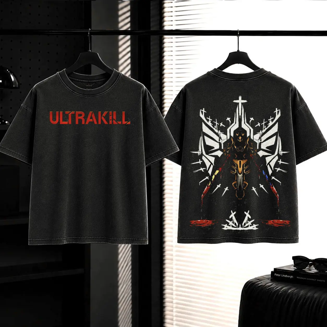 Ultrakill Gaming Washed T-shirt, Tank Top, Sweatshirt, Hoodie Casual graphic tee lover game acid wash, Fabric, Menswear Top Graphic Hoodie Print Straight Tee Streetwear Classic Cotton