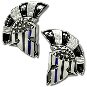 Police Spartan Helmet Thin Blue Line Law Enforcement Collectible Challenge Coin