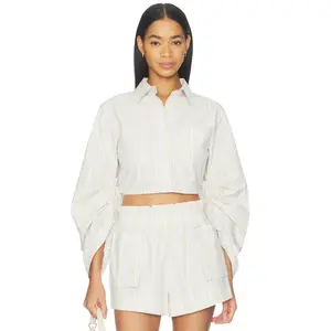 HEVRON Raquel Top in Beige Stripe