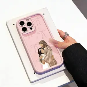 Heart-Shaped Bow Hug Phone cases Case Compatible with iPhone 17 Pro Max 16 16e 15 14 Plus 13 12 Mini 11 Air X XS Pattern TPU Lens Protection Durable Soft Cover Gift 2D printing