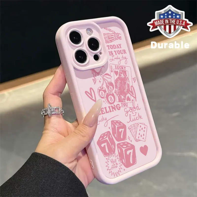 1pc Pink 777 Pattern Dice Smartphone Casing - Soft TPU Protector Accessories for iPhone 16,15,14,13,12,11,X Pro Max Plus Handheld Device Cover