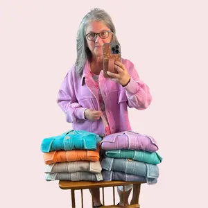 Zenana Acid Wash Fleece Shacket with Front Pockets 4311, Women's Oversized Fit, Casual Coats with Two Large Front Pockets & Button Closure