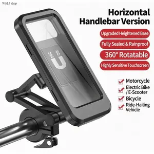 Waterproof Bike Phone Mount Bag Handlebar Cell Phone Holder with Touchscreen Secure Shockproof Case for Bicycle E-Bike Motorcycle GPS Navigation Outdoor Travel Riding