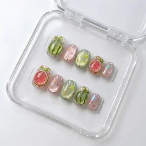 Short Almond Shape Collection -10 Pcs Handmade Press-On Nails, CuteAcrylic Nails, High Quality, Reusable, NailArt& Nail Charms