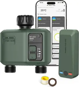 WiFi Water Timer 2 Zone for Garden Hose,  Sprinkler Timer with 984ft RF Range,  Lawn Watering System Irrigation Controller, APP/Voice Control, Rain Delay, Automatic/Manual Irrigation